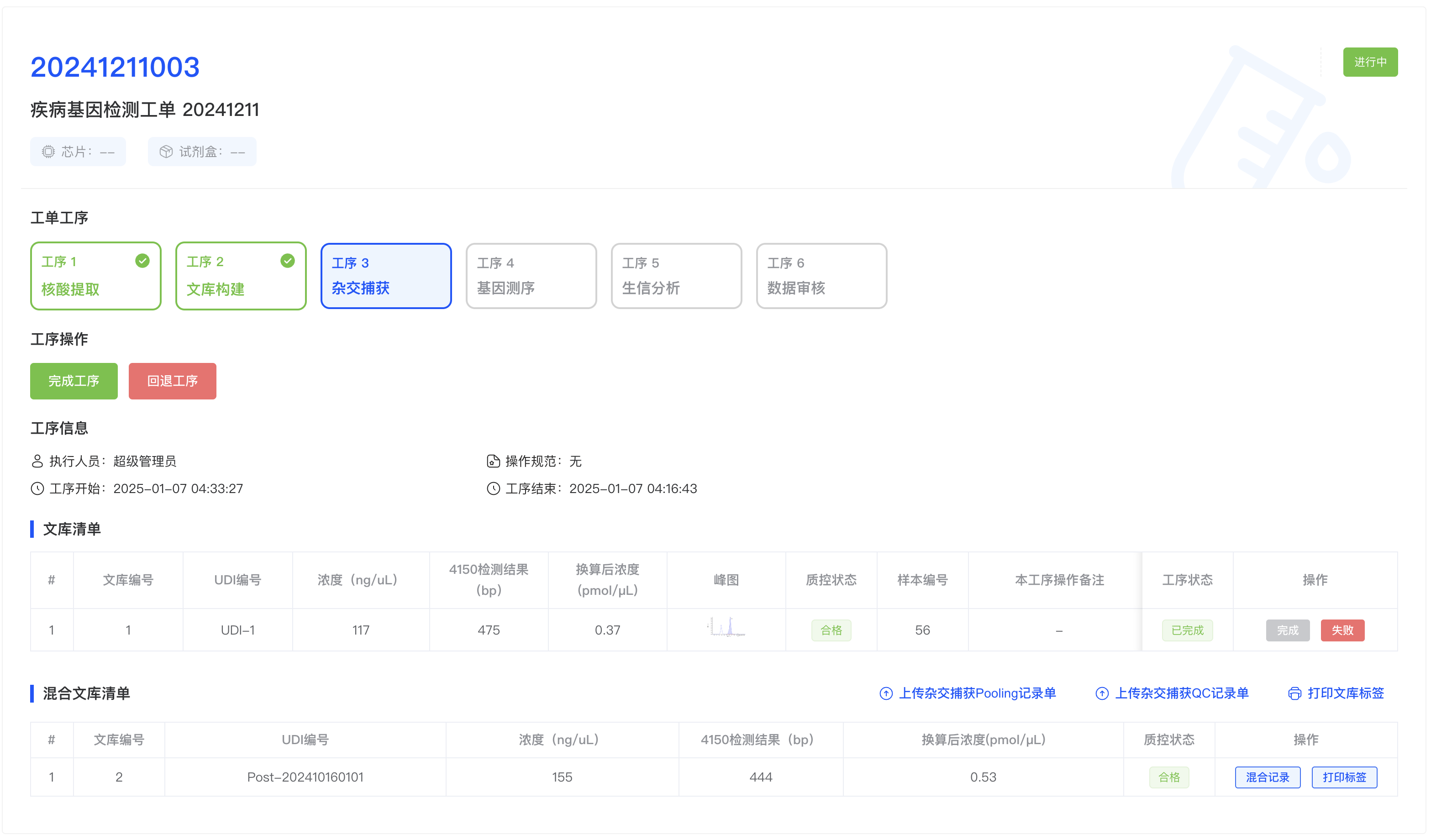 杂交捕获工序